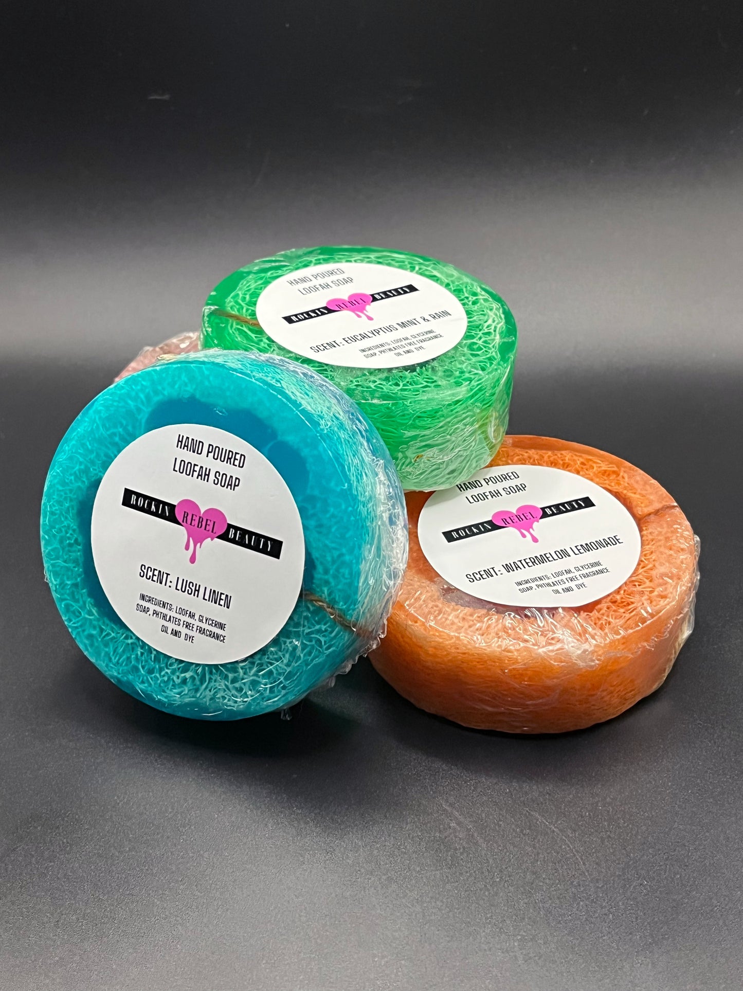 Hand Poured Loofah Soap on a Rope (4oz)