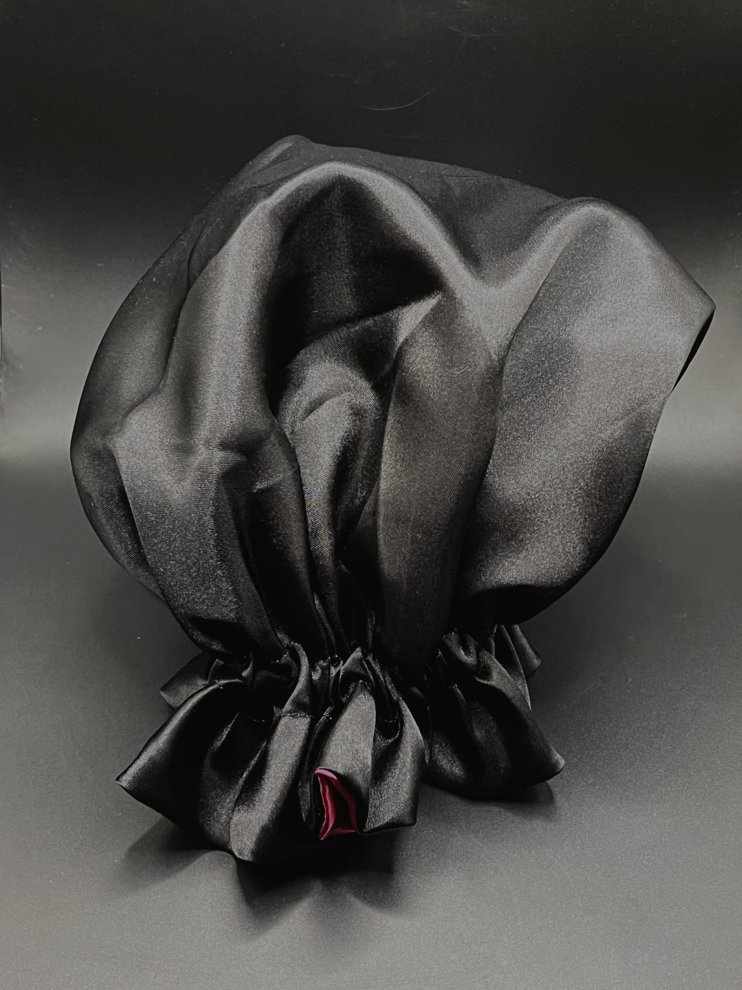 Double Layer Satin Hair Bonnet - Reversible Black/Pink