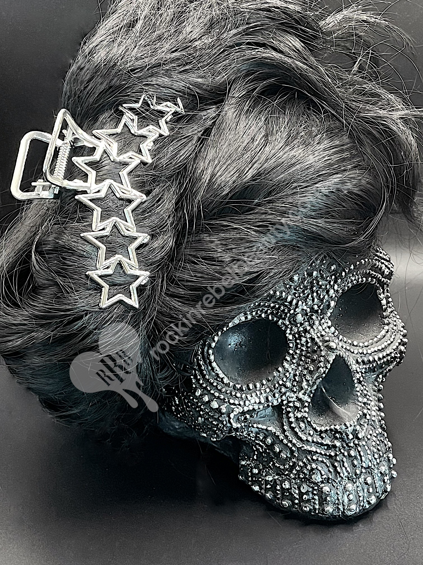XL Silver Stars Hair Clip