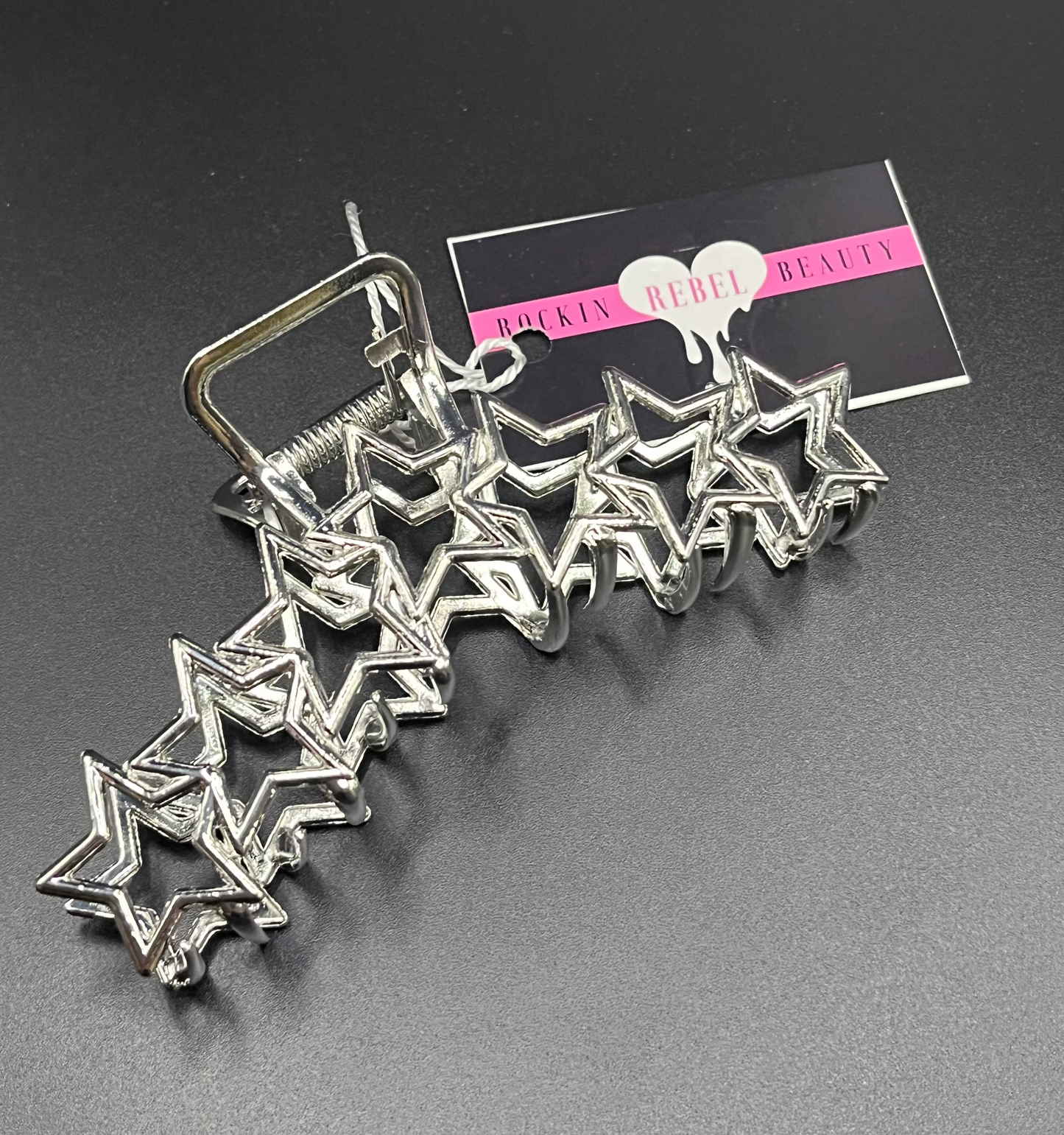 XL Silver Stars Hair Clip