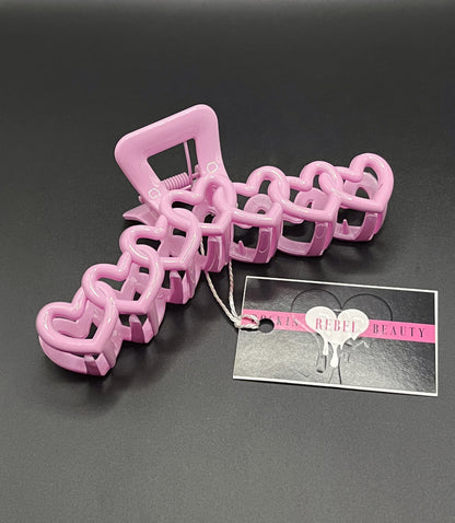 XL 5in Pink Hearts Hair Claw Clip