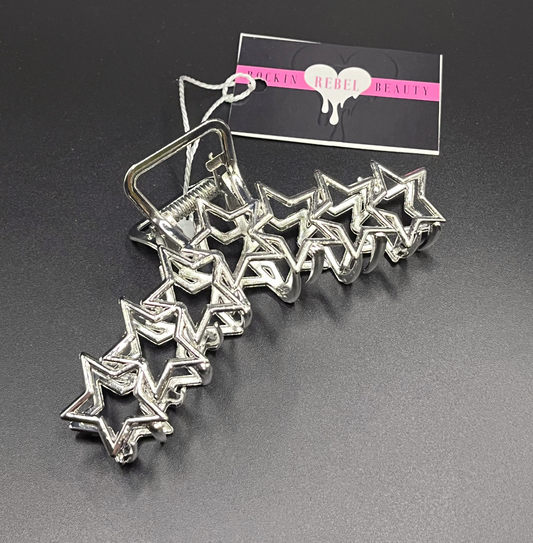 XL Silver Stars Hair Clip